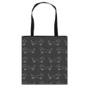 Damentasche aus Polyester mit Dackeldruck 34,5 x 34,5 cm Einkaufstasche mit zwei schwarzen Henkeln Quadratische Form Für Hundefreundinnen 5