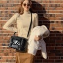 Damentasche im Kofferformat für die Hand und über die Schulter Glänzendes Kunstleder mit Krokodilmuster Abnehmbarer Schultergurt 5