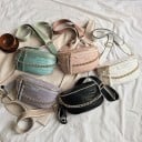 Damentasche mit Krokodilmuster und dekorativer Kette Breiter verstellbarer Schulterriemen Zweizipper aus PU-Leder 16 x 25 x 3 cm 7