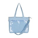 Damentasche mit transparenter Vorderentasche Reißverschluss Zwei Henkel und langer Schultergurt Canvas und Nylon 37 x 28,5 x 8 cm 5