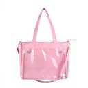 Damentasche mit transparenter Vorderentasche Reißverschluss Zwei Henkel und langer Schultergurt Canvas und Nylon 37 x 28,5 x 8 cm 4