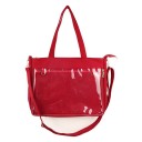 Damentasche mit transparenter Vorderentasche Reißverschluss Zwei Henkel und langer Schultergurt Canvas und Nylon 37 x 28,5 x 8 cm 3