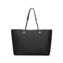 Damentasche Shopper aus Kunstleder Steppmuster in V-Form Henkel mit Kette und goldenen Ösen Großer geräumiger Stil 39 x 28 x 16 cm 1