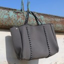 Damentasche über der Schulter 38 x 30 x 14 cm Große perforierte Shopper-Tasche Weich und flexibel Seilgriffe durch Tunnel gezogen 5