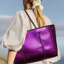 Damentasche über der Schulter 38 x 30 x 14 cm Große Shopper-Tasche mit metallic Schuppenmuster Glänzende Oberfläche Stabile Henkel 2