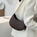 Damentasche über der Schulter in Halbmondform Reliefmuster aus Krokodilleder Riemen mit goldener Kette Unter dem Arm tragbar 24 x 16 x 6,5 8