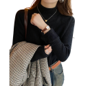 Damenwarmer Pullover mit Rollkragen und Plüschfutter Baumwolle und Acryl Einfarbiger Winterpullover mit langen Ärmeln Universelle Größe 5