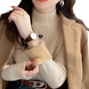 Damenwarmer Pullover mit Rollkragen und Plüschfutter Baumwolle und Acryl Einfarbiger Winterpullover mit langen Ärmeln Universelle Größe 9