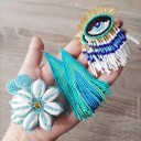 Dameøreringe med perler A3155 4