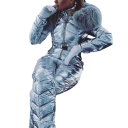 Dameoverall ensfarvet skinnende vinter til ski med hætte og pels Lange bukser Varm pasform Polyester 8