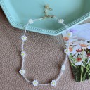 Dameperlebesat halskæde med blomster 24