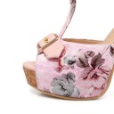 Dameplatformsandaler med blomsterprint 9
