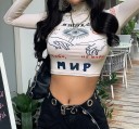 Dameprintet crop top A342 2
