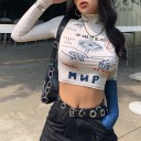 Dameprintet crop top A342 3