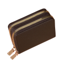 Damepung i læder med dobbelt lynlås 11x8x4 cm mere end 18 rum 2 møntlommer premium kunstlæder elegant og kompakt design 13