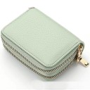 Damepung i læder med dobbelt lynlås 11x8x4 cm mere end 18 rum 2 møntlommer premium kunstlæder elegant og kompakt design 10
