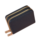Damepung i læder med dobbelt lynlås 11x8x4 cm mere end 18 rum 2 møntlommer premium kunstlæder elegant og kompakt design 7
