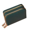 Damepung i læder med dobbelt lynlås 11x8x4 cm mere end 18 rum 2 møntlommer premium kunstlæder elegant og kompakt design 12