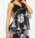 Damepyjamas med blomster P2843 2