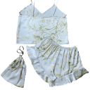 Damepyjamas med blomsterdesign Top med V-udskæring og shorts i let polyester Elegant og komfortabel sommerkomplet i forskellige farver 5