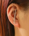 Damepyntet ørering til øreflippen i form af en nål eller åben ring Pyntet med zirkoner Smykkemetal Glitrende smykke til kanten af øret 23