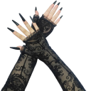 Damernas långa spetsiga handskar utan fingrar andningsbara 40 cm elastan polyester svarta eleganta handskar för socialt bruk 4