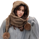 Damernas vinterbalaclava med inbyggd scarf Set Varm huvud- och halsduk i ett Vintertillbehör för vardagligt bruk 3