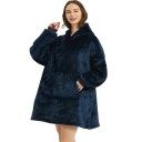 Damernas vinterhoodie Överdimensionerad värmande flanellfilt med långa ärmar och fickor Bekväm mjuk överdel i varmt polyester 10