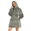Damernas vinterhoodie Överdimensionerad värmande flanellfilt med långa ärmar och fickor Bekväm mjuk överdel i varmt polyester 12