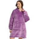 Damernas vinterhoodie Överdimensionerad värmande flanellfilt med långa ärmar och fickor Bekväm mjuk överdel i varmt polyester 13