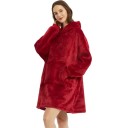 Damernas vinterhoodie Överdimensionerad värmande flanellfilt med långa ärmar och fickor Bekväm mjuk överdel i varmt polyester 9