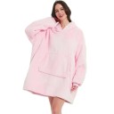 Damernas vinterhoodie Överdimensionerad värmande flanellfilt med långa ärmar och fickor Bekväm mjuk överdel i varmt polyester 11