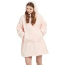 Damernas vinterhoodie Överdimensionerad värmande flanellfilt med långa ärmar och fickor Bekväm mjuk överdel i varmt polyester 2
