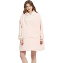 Damernas vinterhoodie Överdimensionerad värmande flanellfilt med långa ärmar och fickor Bekväm mjuk överdel i varmt polyester 5