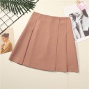 Dames A-lijn mini rok met plooien aan de voorkant Geplooide voorkant Rits aan de achterkant Polyester stof Voor dagelijks gebruik 6