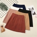 Dames A-lijn mini rok met plooien aan de voorkant Geplooide voorkant Rits aan de achterkant Polyester stof Voor dagelijks gebruik 8