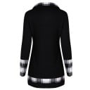 Dames asymmetrische sweater met geruite kraag en manchetten Geplooide voorkant met knopen Afgeronde zoom Lange mouwen Polyester 4