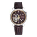 Dames automatische horloge Berny Open Heart met doorzichtig deksel Waterdicht 50 m Diameter 36 mm Roestvrij staal Saffierglas Leren band 2