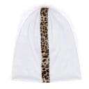 Dames beanie met een strook van kralen in luipaardpatroon Vrijvallende snit Katoen met polyester Hoofdomtrek 54 tot 59 cm 1