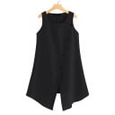 Dames blouse zonder mouwen met split in het midden Verlengde tanktop stijl Asymmetrische zoom Decoratieve knopen Mix van polyester 3