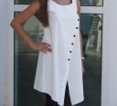 Dames blouse zonder mouwen met split in het midden Verlengde tanktop stijl Asymmetrische zoom Decoratieve knopen Mix van polyester 8