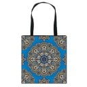 Dames boodschappentas met kleurrijke bedrukking van mandala's en ornamenten Polyester tas met twee zwarte handvatten Afmeting 34,5 x 33,5 cm 21