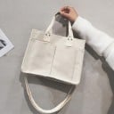 Dames canvas handtas en schoudertas Tas van canvas en polyester met twee voorzakken Afneembare schouderband 33 x 24 x 15 cm 3
