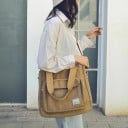 Dames canvas handtas en schoudertas Tas van canvas en polyester Voorzak met klep Verstelbare schouderriem 31 x 28 x 11 cm 8