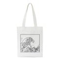 Dames canvas schoudertas met illustratie van golven Witte boodschappentas van canvas met handvatten van 30 cm Afmeting 35 x 40 cm 2