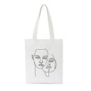 Dames canvas tas met minimalistische lijntekening van gezichten Boottas 35 x 40 cm Handvatten 30 cm Witte tas met fijne lijnillustratie 4