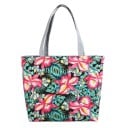 Dames canvas tas met print van grote bloemen Brede vorm met een verbreed bodem 42 x 30 x 10 cm Grijze hengsels Katoen en polyester Kleurrijke 2