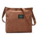 Dames corduroy schoudertas met brede schouderband en grote voorkantzak Zachte tas voor de stad en school 34 x 37 cm 2