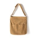 Dames corduroy schoudertas met voorkantzakken en schouderband met metalen gesp Zachte tas voor elke dag 38 x 33 x 11 cm 3