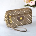 Dames cosmetica etui met stippen Meerdere ritsvakjes Voorkant vak Lusje voor om de pols Polyester en PU leer 14,5 x 9,5 x 5 cm 4